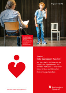 Plakat Engagement mit Kind aus Kinder- und Jugendtheater Wuppertal