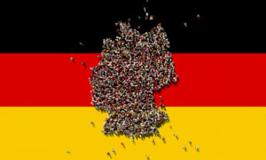 Deutschlandkarte mit Umriss Deutschland nach Wiedervereinigung